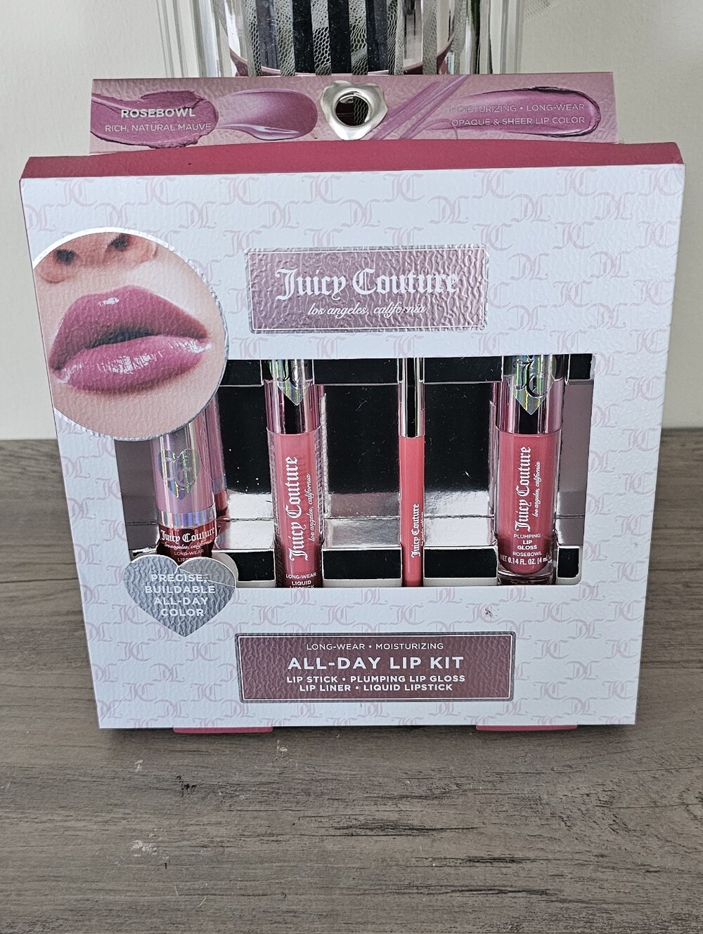 Juicy Couture All-Day Lip Kit - Rosebowl Mauve Pink Set NEW